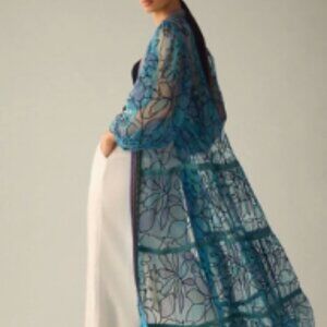NWOT -- O/S -- Anthropologie Bl-nk Embroidered Kimono -- Teal